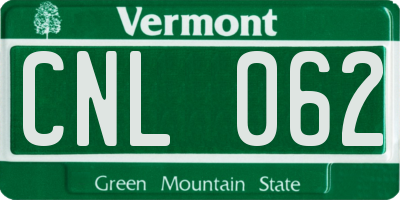 VT license plate CNL062