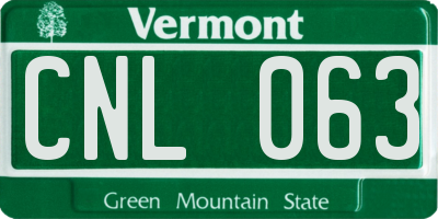 VT license plate CNL063