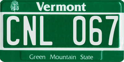 VT license plate CNL067