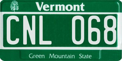 VT license plate CNL068