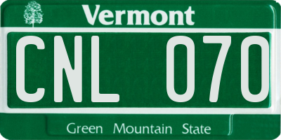 VT license plate CNL070