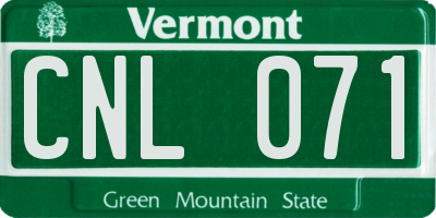VT license plate CNL071