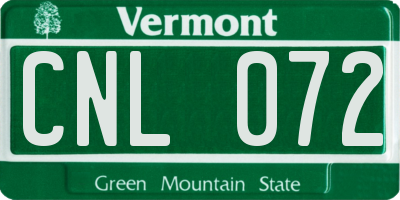 VT license plate CNL072