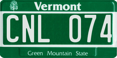 VT license plate CNL074