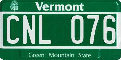 VT license plate CNL076
