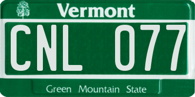 VT license plate CNL077