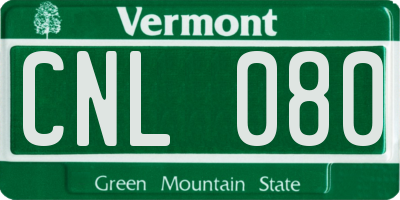 VT license plate CNL080