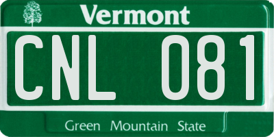 VT license plate CNL081