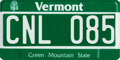 VT license plate CNL085