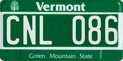 VT license plate CNL086