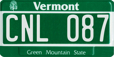VT license plate CNL087