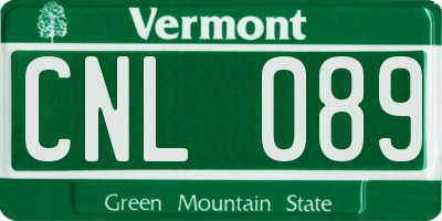 VT license plate CNL089