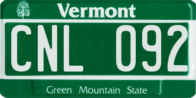 VT license plate CNL092