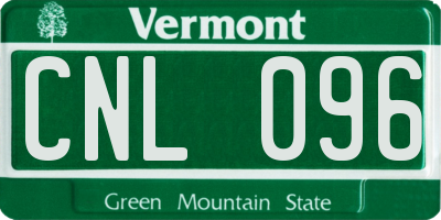 VT license plate CNL096
