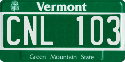 VT license plate CNL103