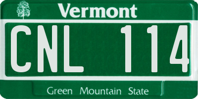 VT license plate CNL114