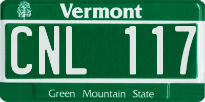 VT license plate CNL117