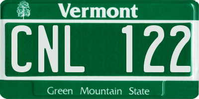 VT license plate CNL122