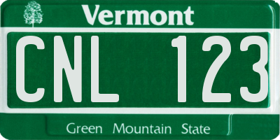 VT license plate CNL123