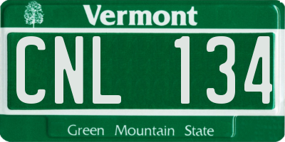 VT license plate CNL134