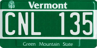 VT license plate CNL135