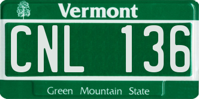 VT license plate CNL136