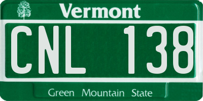 VT license plate CNL138