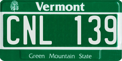 VT license plate CNL139