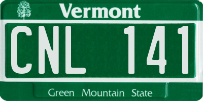 VT license plate CNL141
