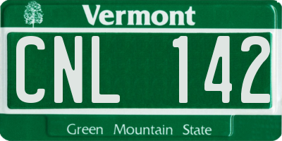 VT license plate CNL142
