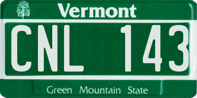 VT license plate CNL143