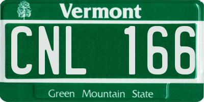 VT license plate CNL166