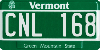 VT license plate CNL168