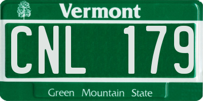 VT license plate CNL179
