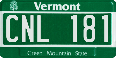 VT license plate CNL181
