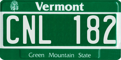VT license plate CNL182