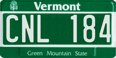VT license plate CNL184