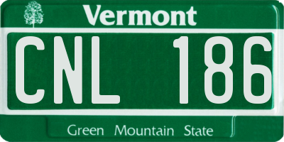 VT license plate CNL186