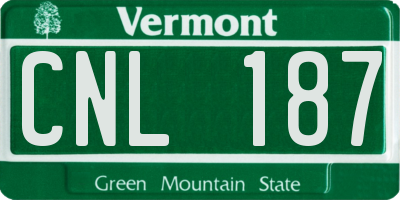 VT license plate CNL187