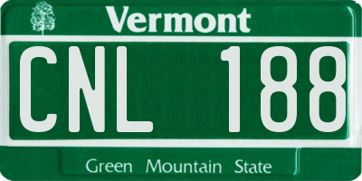 VT license plate CNL188