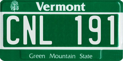 VT license plate CNL191