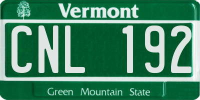 VT license plate CNL192