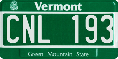 VT license plate CNL193