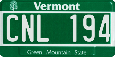 VT license plate CNL194