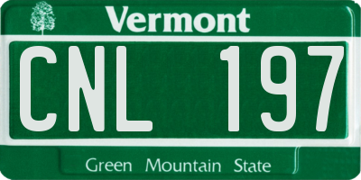 VT license plate CNL197