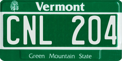 VT license plate CNL204