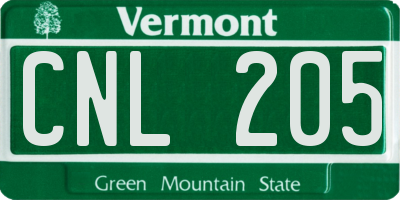 VT license plate CNL205