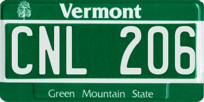 VT license plate CNL206