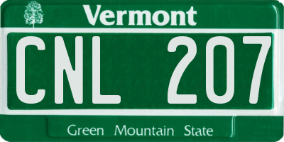 VT license plate CNL207