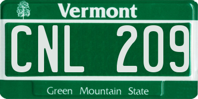 VT license plate CNL209